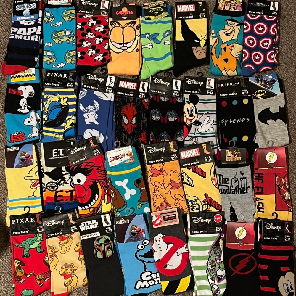 SOCKS Cartoon Disney Marvel DC Star Wars Mens (AS MANY FOR $6.5 TOTAL SHIPPING)